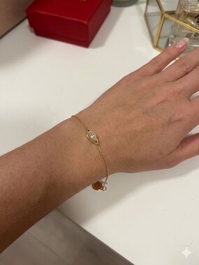 Minimalist Gold Chain Bracelet with Tiny  Evil Eye Charm